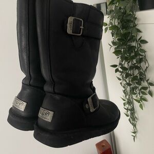 UGG Black Buckle Leather Boots